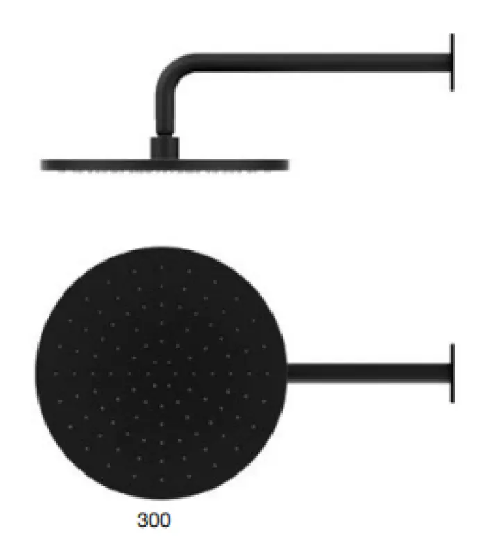 SB Round Brass Rain Shower Head 30 cm Matte Black 1208955622