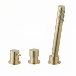 Waterevolution Flow 3-otvorová vaňová batéria pre montáž na okraj vane PVD brúsená svetlá zlatá T138SBWGE