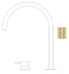 Waterevolution Flow 2-otvorová umývadlová batéria s vysokým U 200mm výtokom Light Gold T1122UWGE