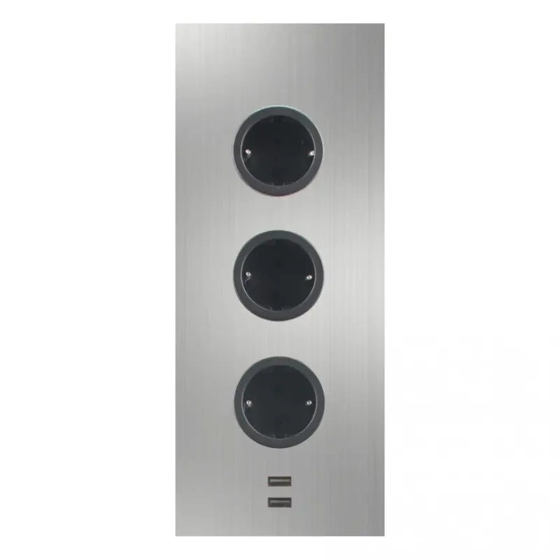 Indux Corner Energetická lišta s 3 zásuvkami, uzemnením a 2 x USB nabíjačkou z nehrdzavejúcej ocele 1208955897