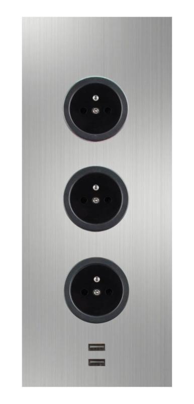 Indux Corner Energetická lišta s 3 zásuvkami, uzemnením a 2 x USB nabíjačkou z nehrdzavejúcej ocele 1208955897