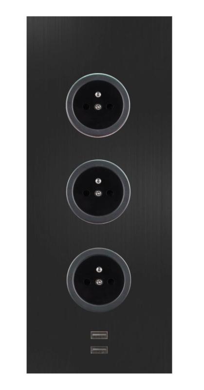 Indux Corner Energetická stĺpik s 3 zásuvkami, uzemnením a 2 x USB nabíjačkou, čierna farba 1208955898