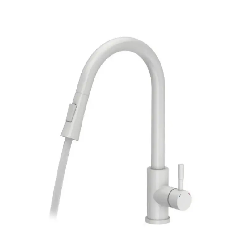Quadri Leeds kitchen mixer tap with pull-out shower with 2 settings matt white 1208955908