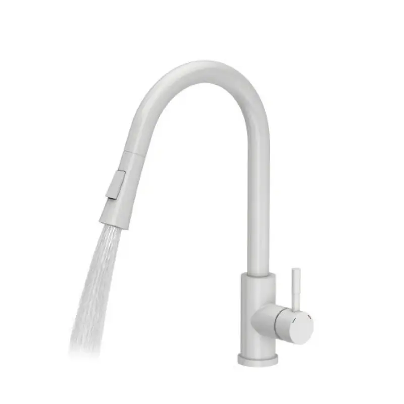 Quadri Leeds kitchen mixer tap with pull-out shower with 2 settings matt white 1208955908