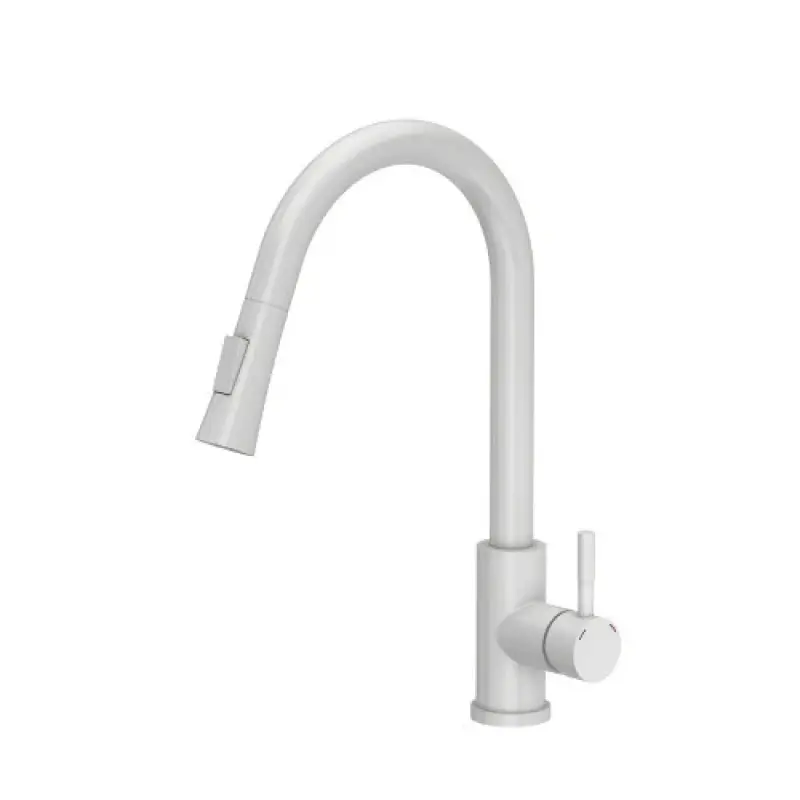 Quadri Leeds kitchen mixer tap with pull-out shower with 2 settings matt white 1208955908