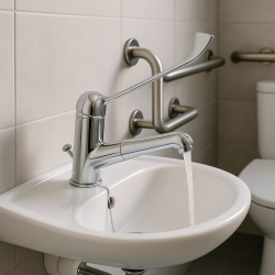 PB Clinic disabled sink faucet with long lever and pull-out spout chrome 1208956272