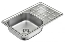 Aquadesign Basic nerezový drez s odkvapovou plochou, obojstranný, 74x48 cm, montáž na vrch 1208956286