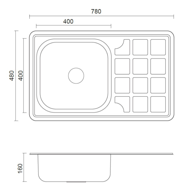 Aquadesign Basic nerezový drez s odkvapovou plochou, obojstranný, 74x48 cm, montáž na vrch 1208956286