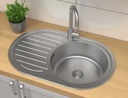Aquadesign Basic nerezový drez s odkvapom, obojstranný, 77x50 cm, montáž na pracovnú dosku, 1208956287
