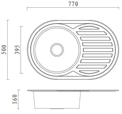 Aquadesign Basic nerezový drez s odkvapom, obojstranný, 77x50 cm, montáž na pracovnú dosku, 1208956287
