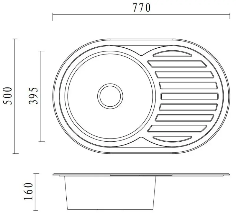 Aquadesign Basic nerezový drez s odkvapom, obojstranný, 77x50 cm, montáž na pracovnú dosku, 1208956287