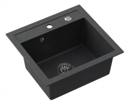 Quadri Londýn žulový antracitový drez 50x47 cm s otvorom na batériu na doske 1208956320
