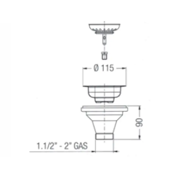 PB classic brass natural (discoloured) drain set for a kitchen sink and basket strainer lockable 1208956474