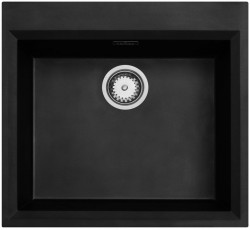 Čierny zabudovateľný drez 58x53 cm s otvorom pre batériu a nerezovou zátkou 1208956732