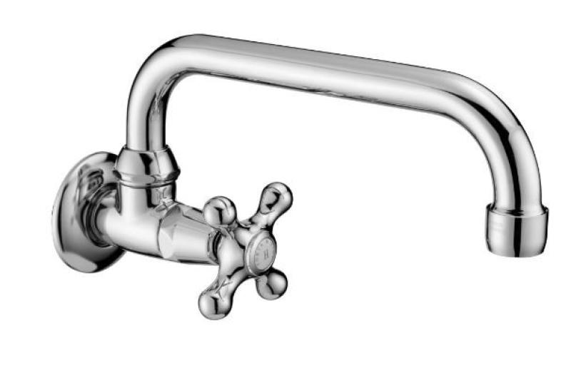 PB klasický nástenný fontánový kohútik so hviezdicovým gombíkom na studenú vodu a otočným výtokom nerezová oceľ 1208956898