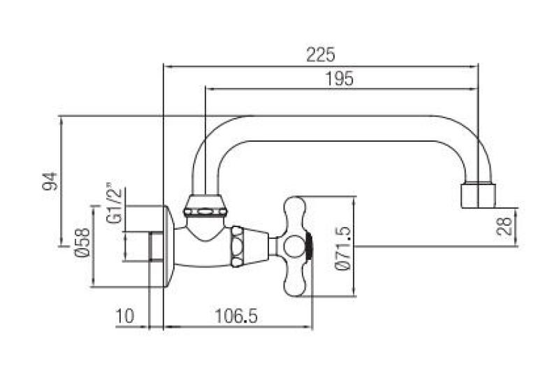 PB klasický nástenný fontánový kohútik so hviezdicovým gombíkom na studenú vodu a otočným výtokom nerezová oceľ 1208956898