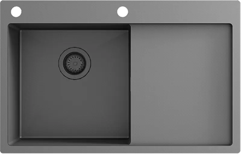Ausmann Turt gun metal drez s odkvapkávacou plochou vpravo 780x500mm na pracovnú dosku a do roviny 1208956953