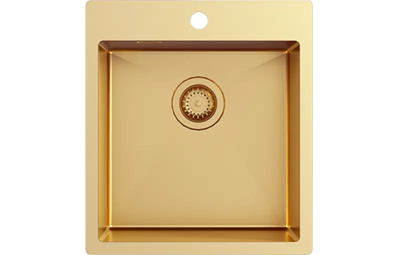 Ausmann Turt zlatý drez 450x505mm s otvorom pre batériu, podmontáž, plochá montáž a nadmontáž 1208956958