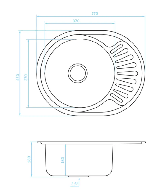 Ausmann Basic nerezový povrchový drez s odkvapom, obojstranný, 57x45 cm, vrátane sifónu 1208956973