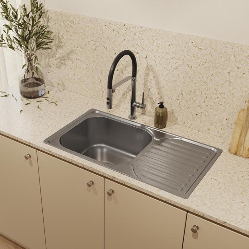 Ausmann Basic nerezový nástenný drez s odkvapkávačom, obojstranný, 76x42 cm, vrátane sifónu 1208956978