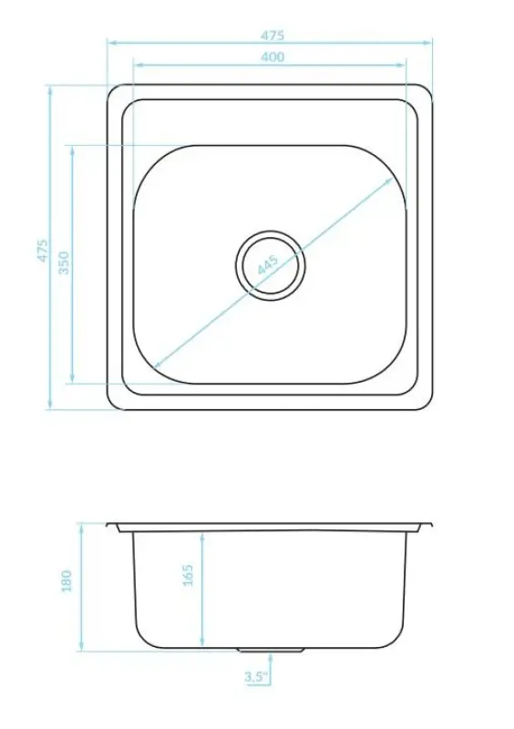Ausmann Basic nerezový (rvs) montážny drez 48x48 cm s otvorom pre batériu vrátane sifónu 1208957000