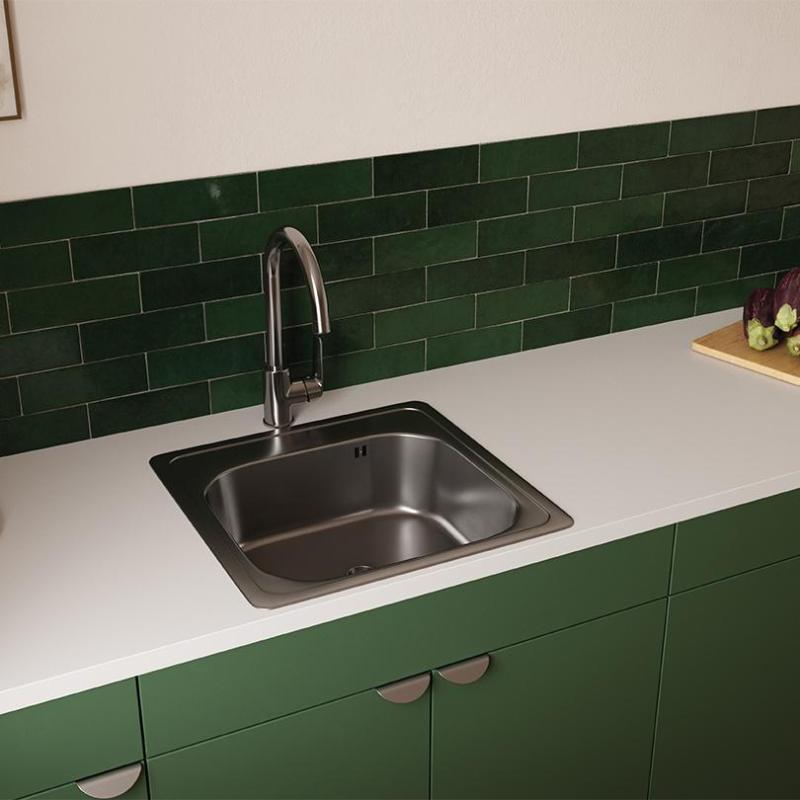 Ausmann Basic nerezový (rvs) montážny drez 48x48 cm s otvorom pre batériu vrátane sifónu 1208957000
