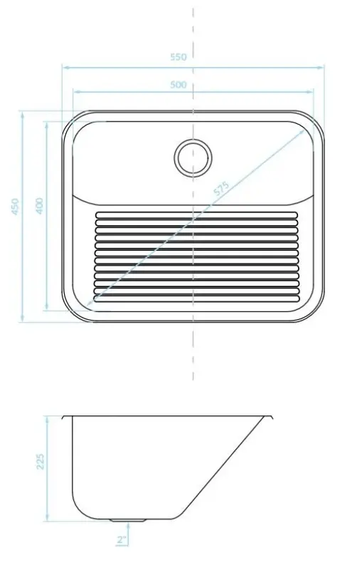 Aquadesign Utility odpadový drez 55 x 45 cm do komory alebo garáže vrátane úchytov 1208957003