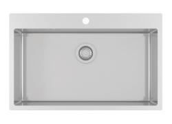 Ausmann Oder Blue grote RVS spoelbak 79x50cm vlakbouw en opbouw met kraangatbank 1208957119