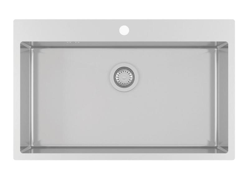 Ausmann Oder Blue large stainless steel sink 79x50cm flush-mounted and inset with tap hole bench 1208957119