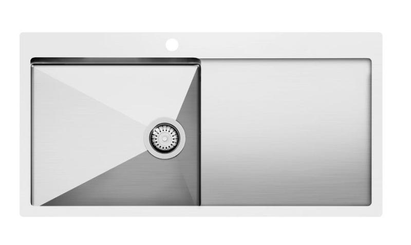 Ausmann Oder Blue large stainless steel sink 100x51cm flush-mounted and inset with drainer 1208957124
