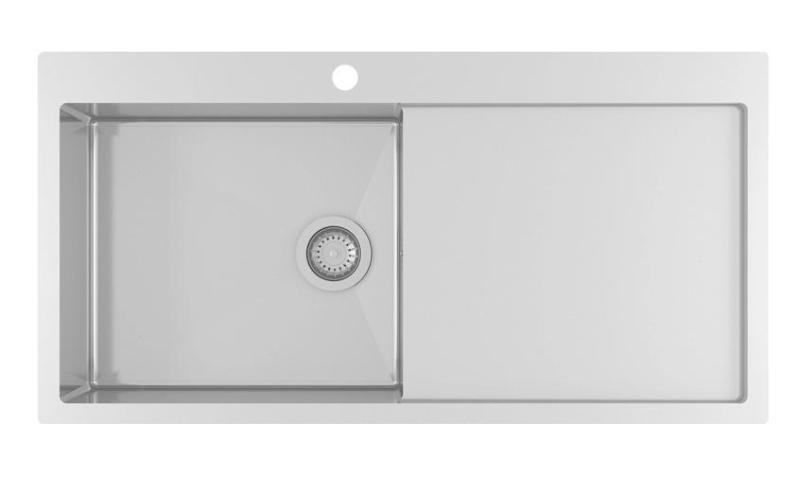 Ausmann Oder Blue large stainless steel sink 100x51cm flush-mounted and inset with drainer 1208957124