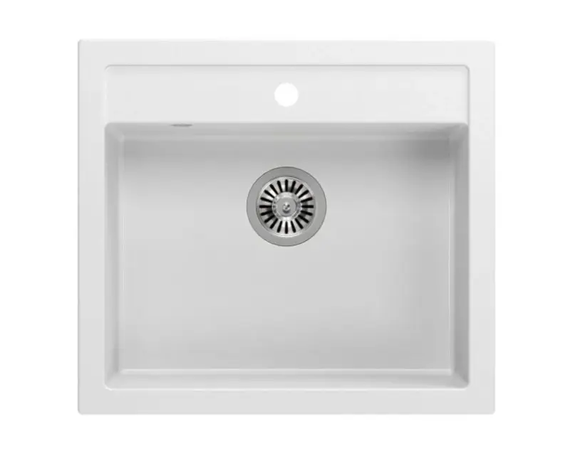 Quadri Farmhouse vidiecky vstavaný alebo na pracovnú dosku žulový drez matná biela 595x540 mm 1208957209