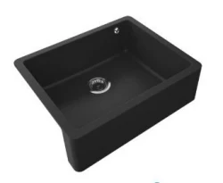 GraniteMy Tradition vidiecky vstavaný drez z granitu 60x48 cm čierny farmhouse podmontáž a plochá montáž 1208957288