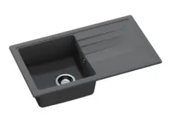 GraniteMy Smart extra plochý žulový horný čierny drez 76x44 cm s odkvapkávačom, obojstranný 1208957353