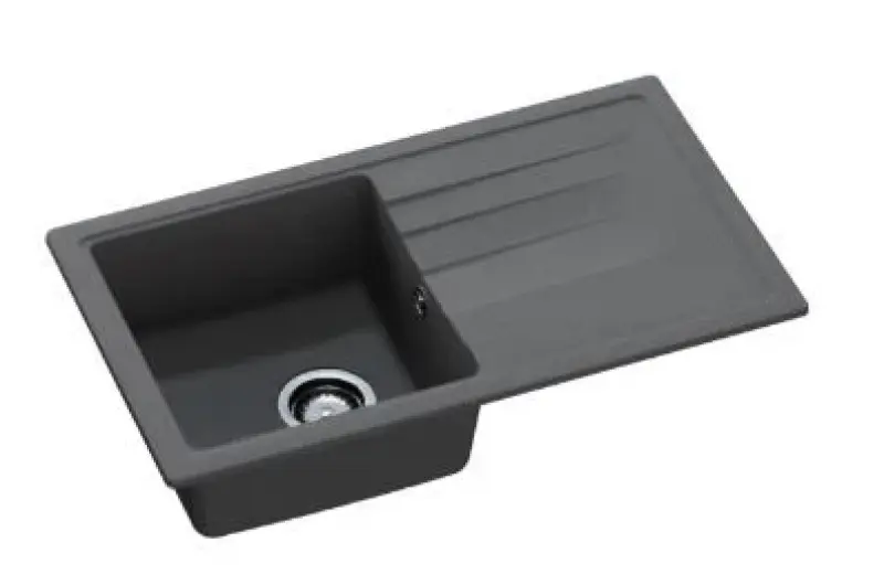 GraniteMy Smart extra plochý žulový horný čierny drez 76x44 cm s odkvapkávačom, obojstranný 1208957353