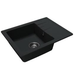 GraniteMy Smart extra plytký granitový nadstavbový čierny drez 58x44 cm s odkvapkávacou plochou, obojstranný 1208957354