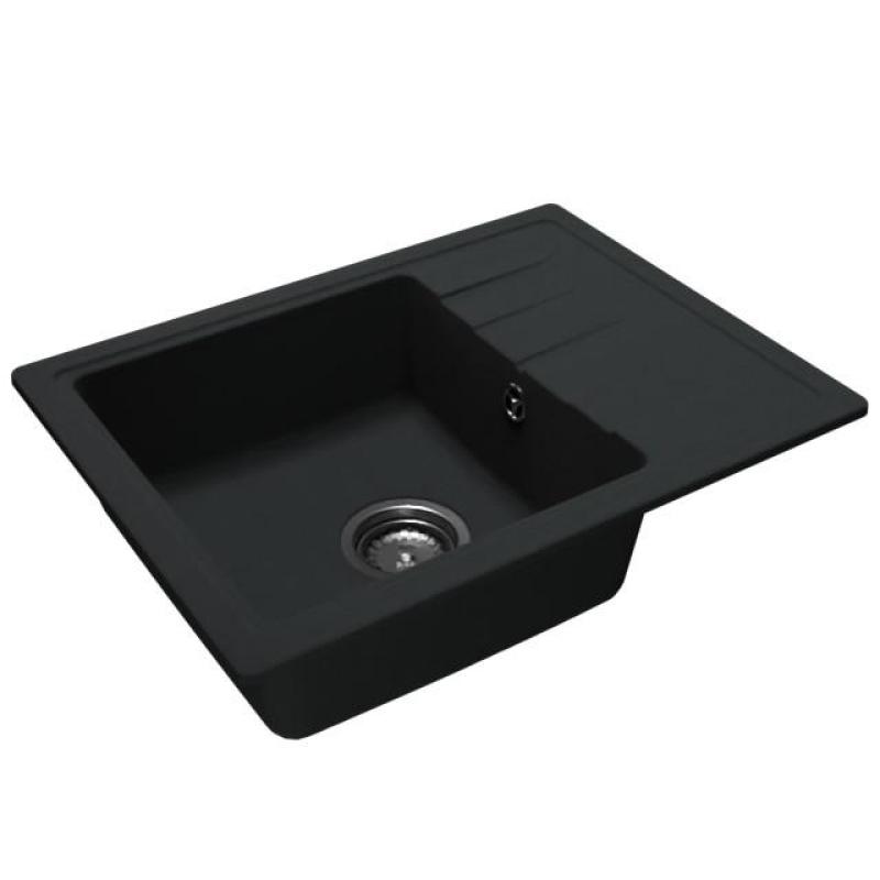 GraniteMy Smart extra plytký granitový nadstavbový čierny drez 58x44 cm s odkvapkávacou plochou, obojstranný 1208957354