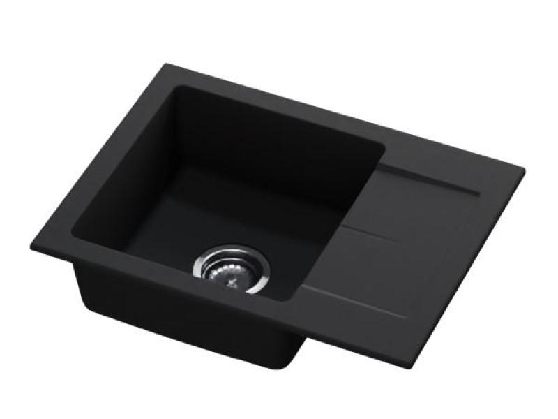 GraniteMy Smart extra plytký granitový nadstavbový čierny drez 58x44 cm s odkvapkávacou plochou, obojstranný 1208957354