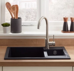 GraniteMy Smart extra plytký 1,5 granitový nadstavbový čierny drez 58x44cm 1208957355