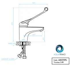 AquaTrimo Clinic lekárska umývadlová batéria s dlhou rukoväťou, chróm 43CC7375CM