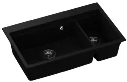 GraniteMy Limited veľký 1,5 granitový povrchový a podstavný čierny drez vrátane príslušenstva 76x48 cm 1208957389