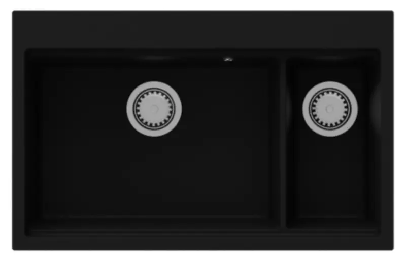 GraniteMy Limited veľký 1,5 granitový povrchový a podstavný čierny drez vrátane príslušenstva 76x48 cm 1208957389