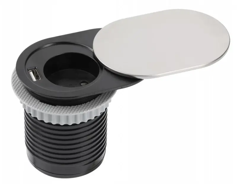 Indux Slide vstavaná zásuvka do kuchynskej dosky s USB C a zásuvkou, farba nerez, 1208957391