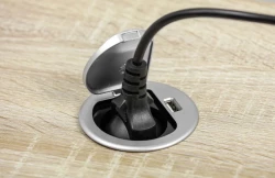 Indux Cover vstavaná kuchynská zásuvka s uzemnením na pracovnú dosku s USB a zásuvkou, farba strieborná 1208957393