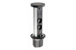 Indux Lift zapustená zásuvka s uzemnením čierna kuchynská zásuvka vo pracovnej doske s osvetlením, 2 x USB a bezdrôtovým nabíjaním 1208957401