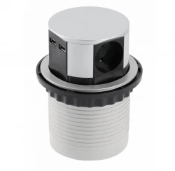 Indux Push vysúvací kuchynský zásuvkový panel so strieborným okrajom s 3 zásuvkami a 2 x USB 1208957411