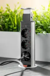 Indux Up & Down malý základný konektor na zatápanie čierne kuchynské zásuvky v pracovnej doske s 3 zásuvkami 1208957417