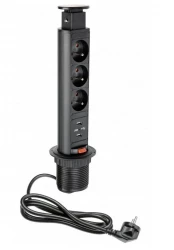 Indux Up & Down malé zosúvateľné zemné čierne kuchynské zásuvky v pracovnom doske s 3 zásuvkami a 2 x USB 1208957418