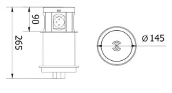 Indux Push potopiteľný uzemňovací biely kuchynský zásuvkový panel v pracovnej doske s 4 zásuvkami, 2 x USB, 2 x RJ45 a bezdrôtovým nabíjaním 1208957422