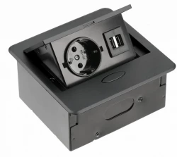 Indux Flip Small kuchynská zásuvka s ochranným kontaktom v pracovnej doske alebo v hornej skrinke matná čierna s 2 USB nabíjačkami 1208957424